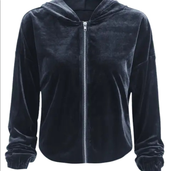 Zaful Velvet Zip Hoody - Picture 1 of 5